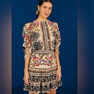 NWT FARM RIO Romantic Garden Floral Blouse & Skirt 2 Piece Set SZ L